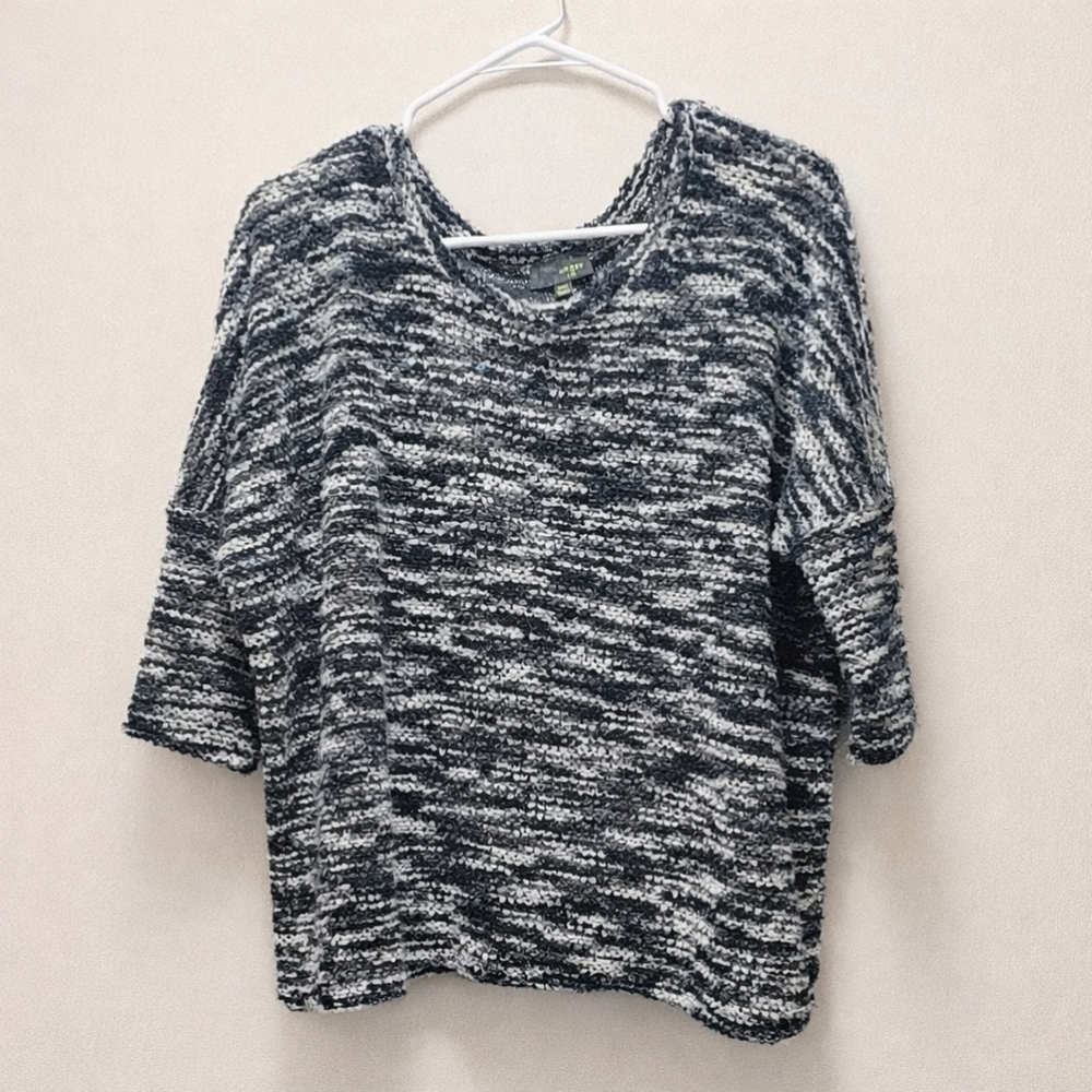 Umgee Black & White Marled Scoop Neck Sweater